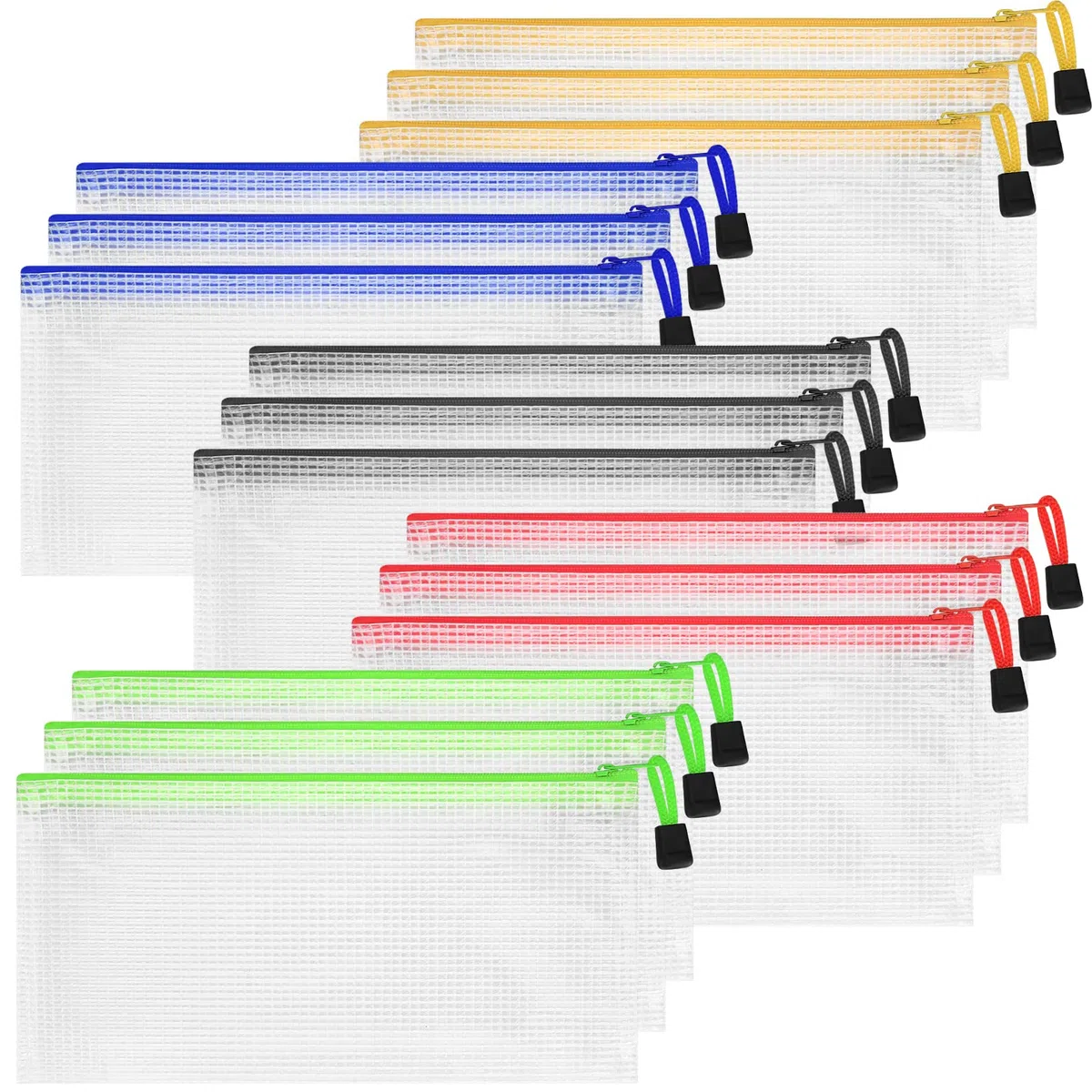 15 Pezzi A6 Borse di File, Cartelle Documenti Ufficio, Cartelline Plastica, Sacchetto di Zip Impermeabile Mesh Documento, Cerniera Busta Porta Documenti per Uffici Cosmetici Viaggio