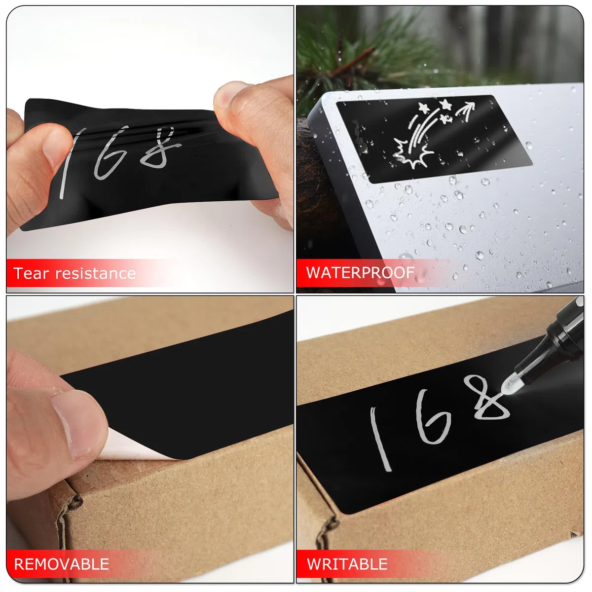 Adesivi rettangolari neri 100 x 50 mm Etichette autoadesive con codice colore Rotolo mobile rimovibile 500 pezzi
