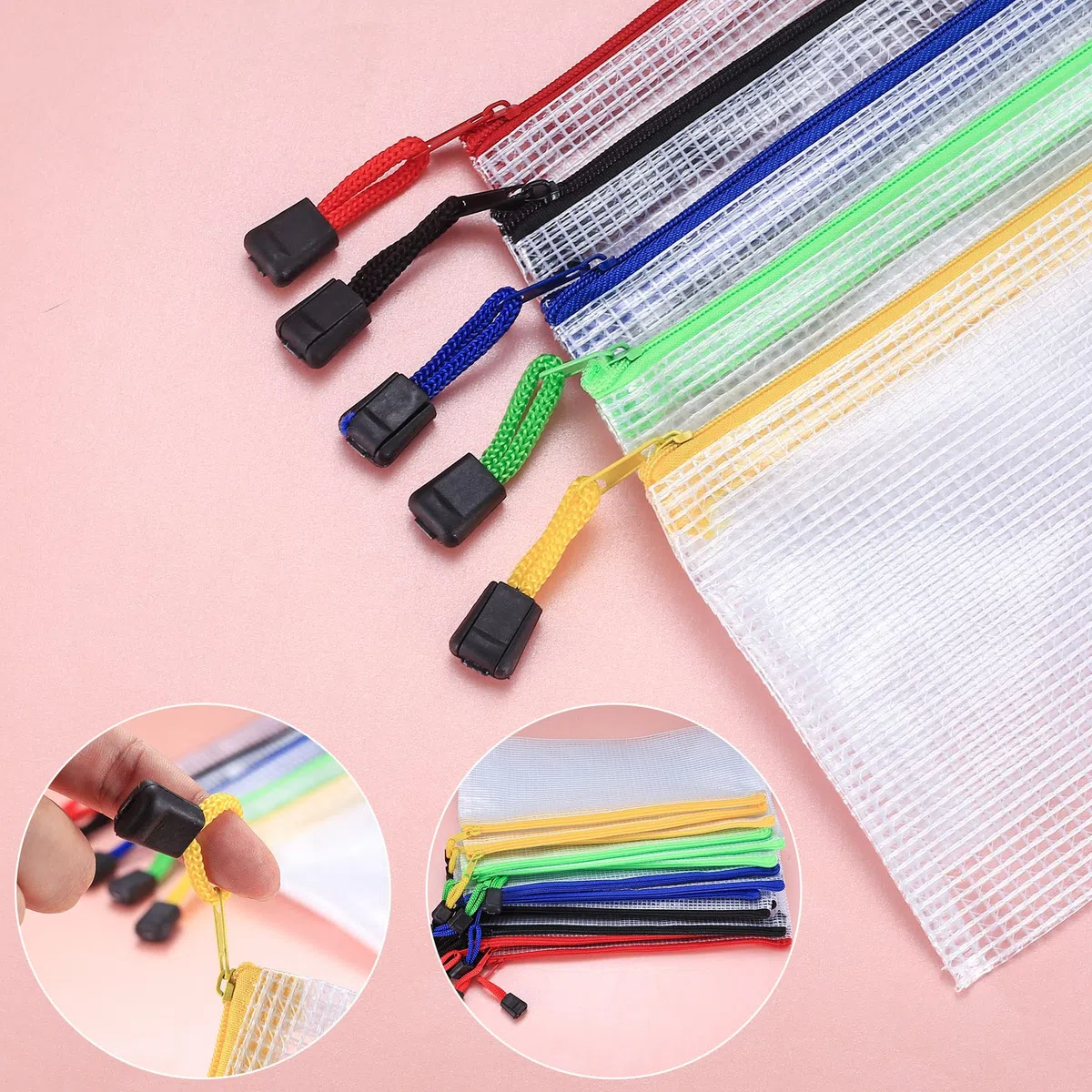 15 Pezzi A6 Borse di File, Cartelle Documenti Ufficio, Cartelline Plastica, Sacchetto di Zip Impermeabile Mesh Documento, Cerniera Busta Porta Documenti per Uffici Cosmetici Viaggio