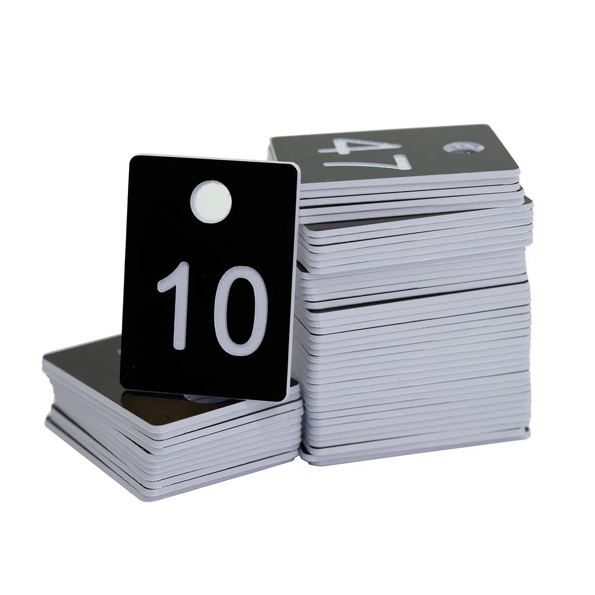 Targhette portachiavi rettangolari numerate, in plastica ABS, numerate, con foro (1-50, nero)