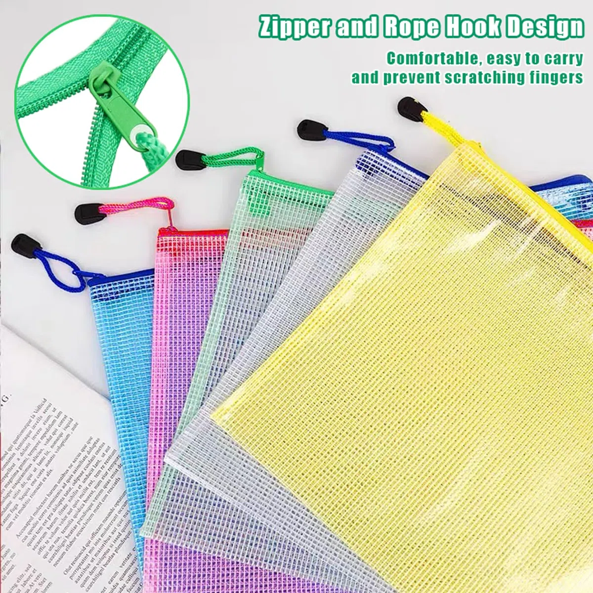 Reticolare Zip Porta Documenti A3+A4+A5+A6, 20 Pezzi Portadocumenti per Organizzare lo Spazio, Porta Documenti Trasparente in PVC Impermeabile per Ufficio, Carta, Cosmetici e Accessori da Viaggio