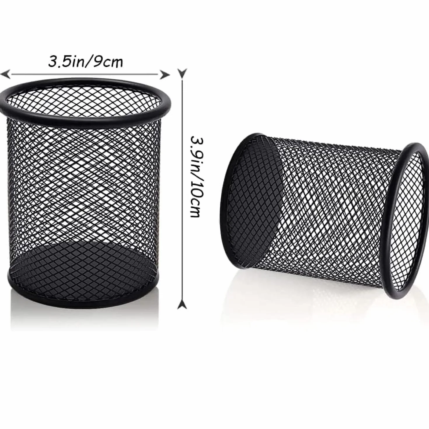 DIFIT Portapenne in metallo, porta penne nero, portapenne da scrivania, Portapenne rotondo, 4 pezzi porta penne porta matite per scrivania, Ø:9cm*H:10cm