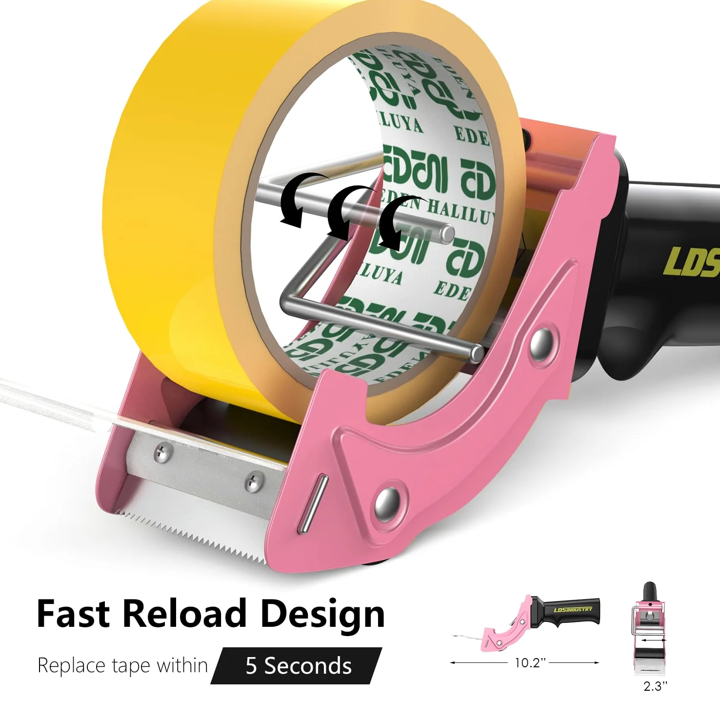 2 pistole dispenser per nastro adesivo a sostituzione rapida con lama extra, 50 mm, leggera, ergonomica, industriale, portatile, resistente, per cartoni, imballaggi e sigillatura di