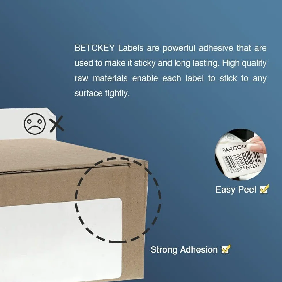 BETCKEY - 6 Rotoli DK-22225 Etichette a Lunghezza Continua Compatibile con Brother, 38mm x 30.48m, 6 Etichette per Stampanti di Etichette Brother QL (1 Portaetichette Riutilizzabili)