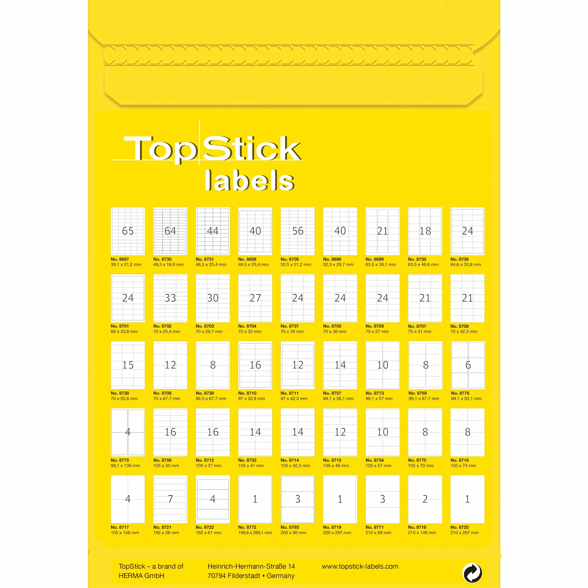 TopStick Etichette multiuso autoadesive, 1 etichetta per foglio A4, 100 fogli, 210 x 297 mm, 100 etichette, etichette universali vuote, per stampanti laser e inkjet, bianco