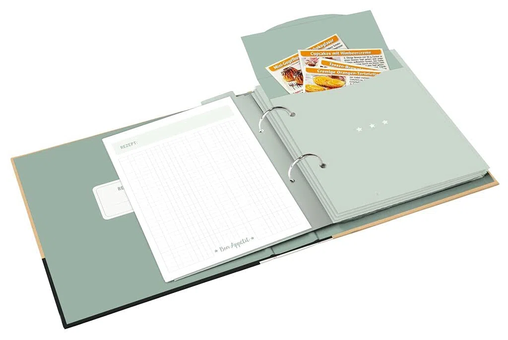 moses. Cook 80668 - Raccoglitore per ricette Love to Cook, formato DIN A5, cook & Style, con 25 fogli di ricettario, 5 tasche a registro, personalizzabile