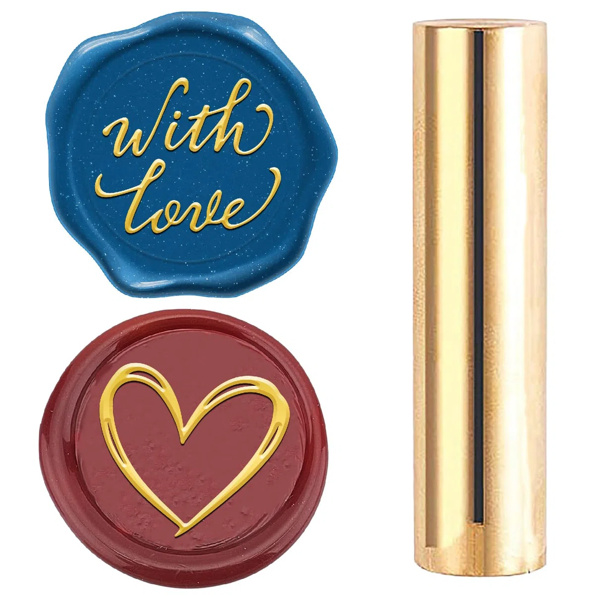CRASPIRE Timbro con Sigillo in Ceralacca A 2 Lato 15mm Mini con Cuore d'Amore in Ottone Massiccio per Matrimonio San Valentino Vintage per Inviti Buste Biglietti Fai da Te Artigianato Compleanno