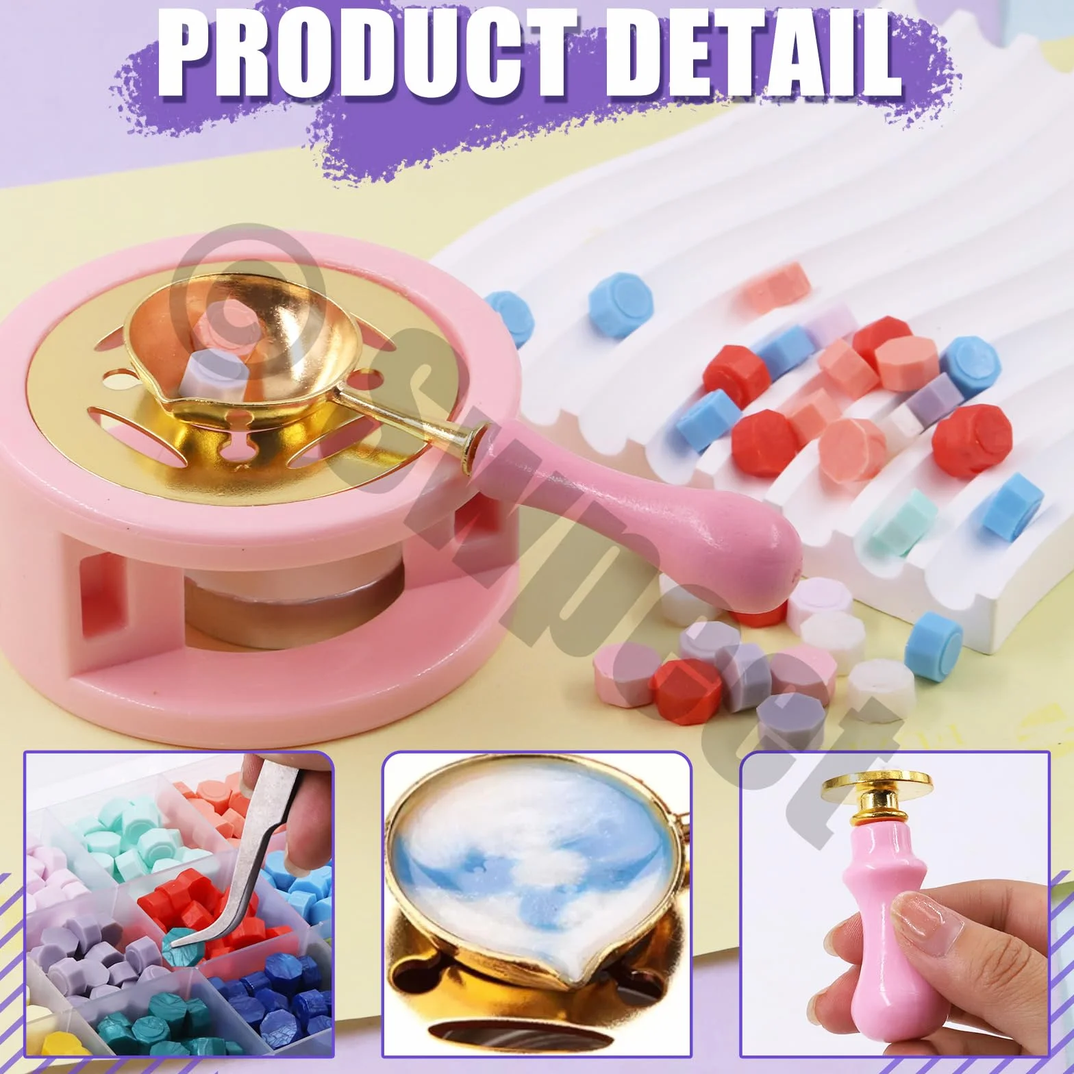 Swpeet Kit da 465 pezzi per timbri ceralacca, kit ceralacca con perline di ceralacca, timbro per cera, scaldacera, buste vintage e candele tealight per sigillatura di buste e lettere, biglietti di