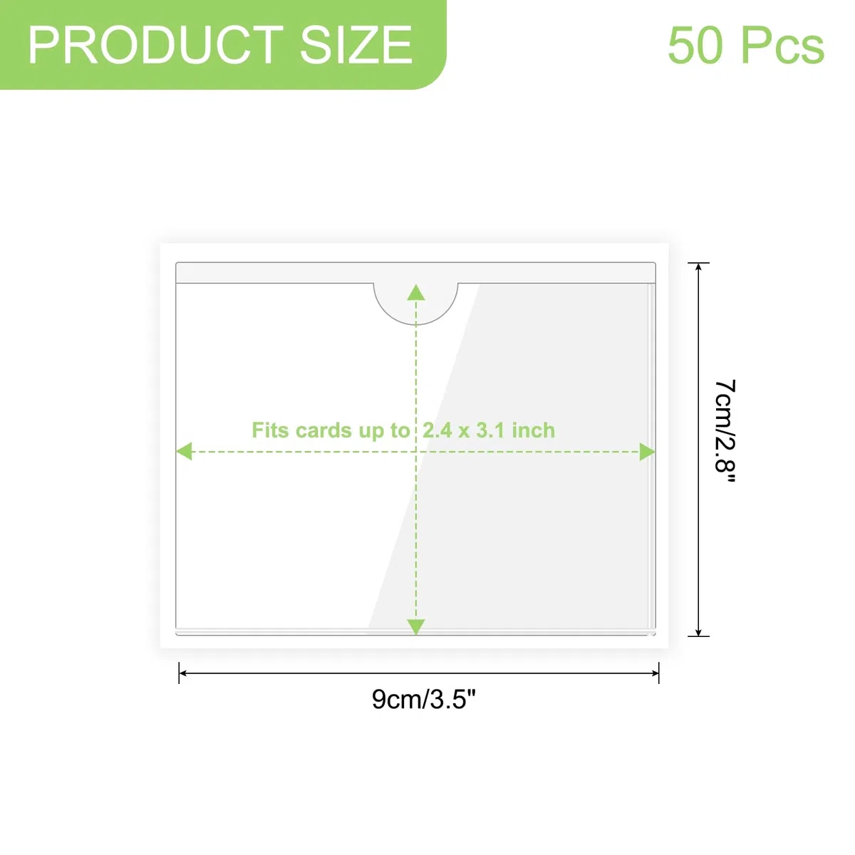 QUARKZMAN 50 Pz Tasche Autoadesive per Carte Indice con Apertura Superiore per Caricamento, 7 x 9 cm Custodia per Etichette Carte Indice Trasparenti in PVC per Carte Biblioteca