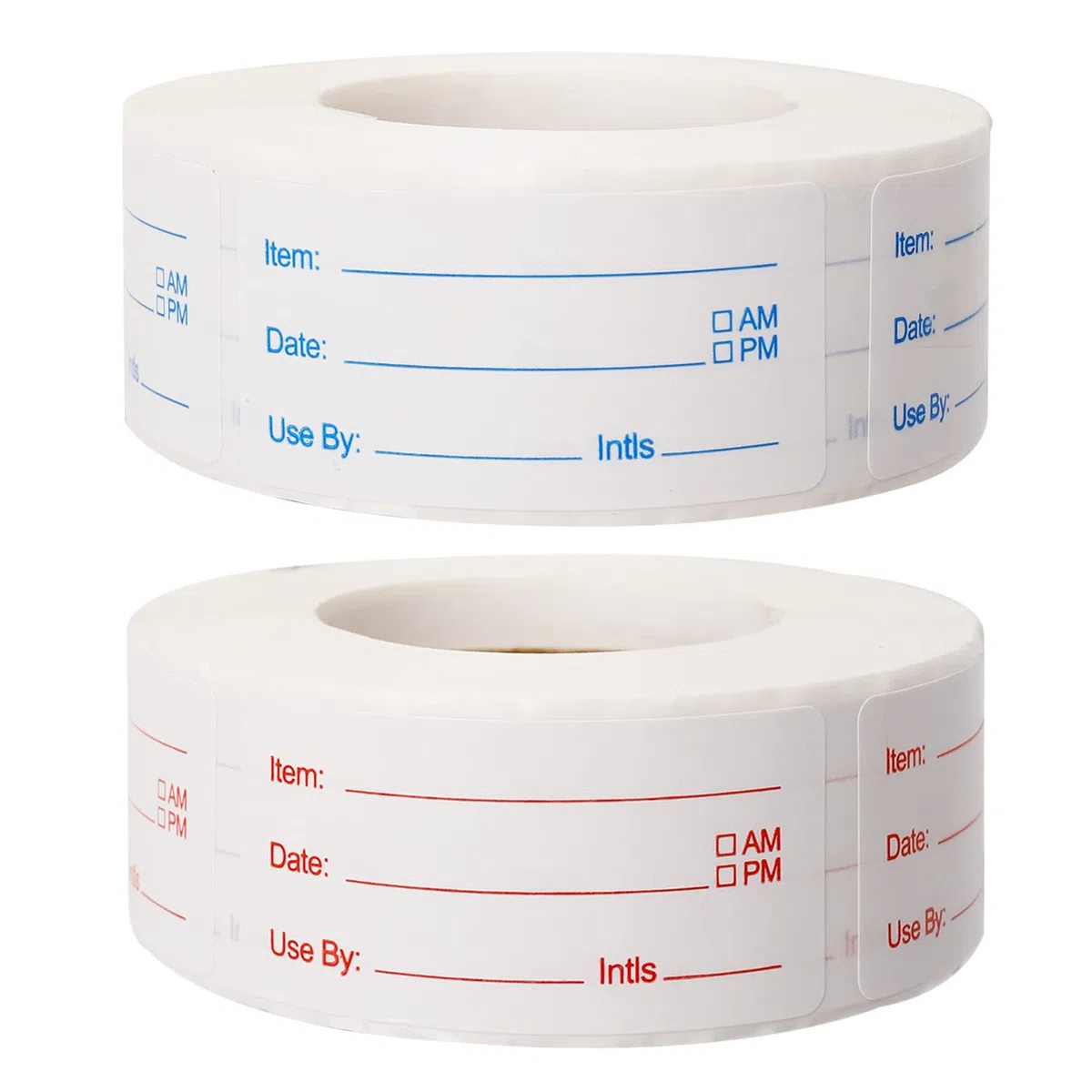 2 Rolls 1000 Pieces Removable Food Stickers, 1 x 2 Inch Food Rotation Labels Adhesive Food Storage Labels for Canning, Jars, Pantry and Meal Containers (Red and Blue)