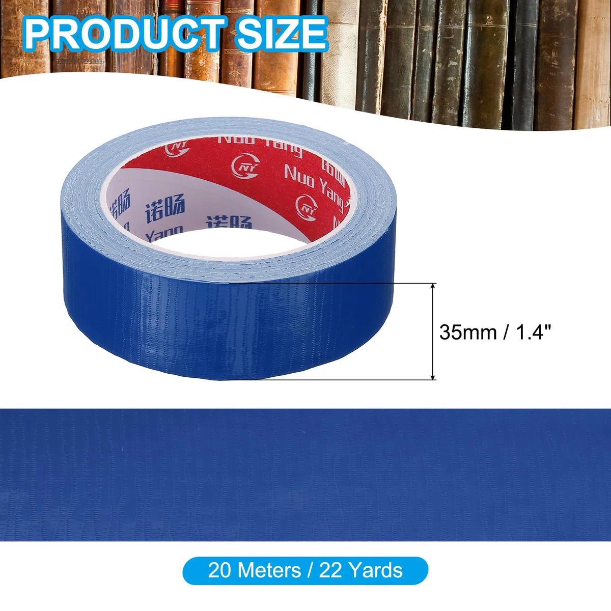 PATIKIL Nastro per Rilegatura 1.4"x0.007", 22 Iarde Nastro per Riparazione Rilegatura Tessuto, Nastro per Rilegatura Autoadesivo per Riparare Vecchi Libri, Blu