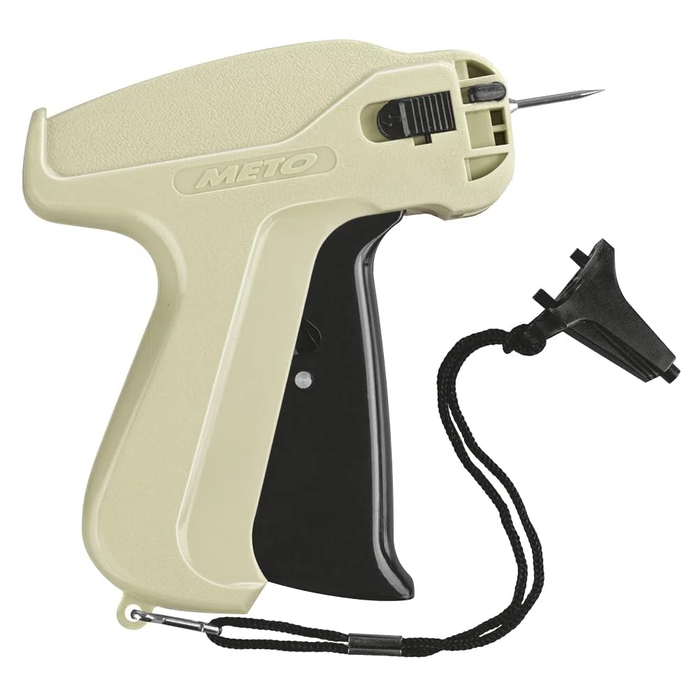 Pistola per etichettatrice METO originale per tessuti, pistola per cucitrice, ideale per vestiti, cartellini dei prezzi e ciondoli in tessuto, pronta all'uso
