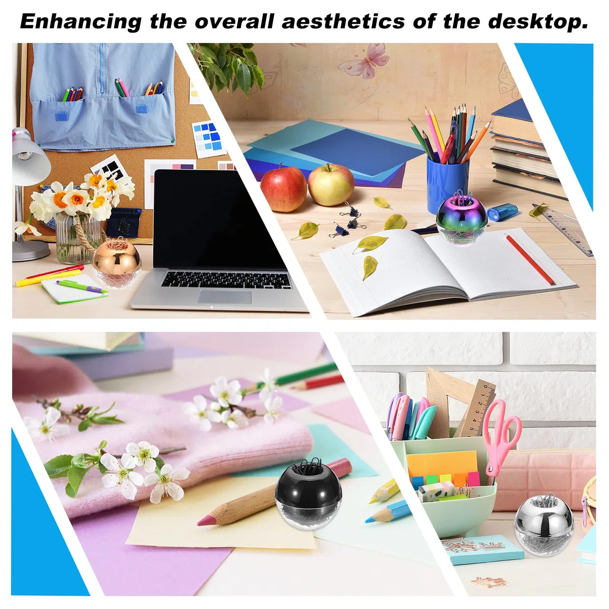 PATIKIL Porta Graffette magnetica Dispenser, Grande Capacità Porta Graffette Rotondo con 100 Graffette per Articoli da Scrivania, Ufficio, Argento