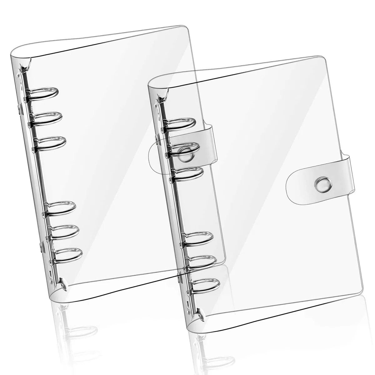 2 copertine per quaderni, formato A6, in PVC morbido e trasparente, ricaricabili, fogli sfusi (2 trasparenti)