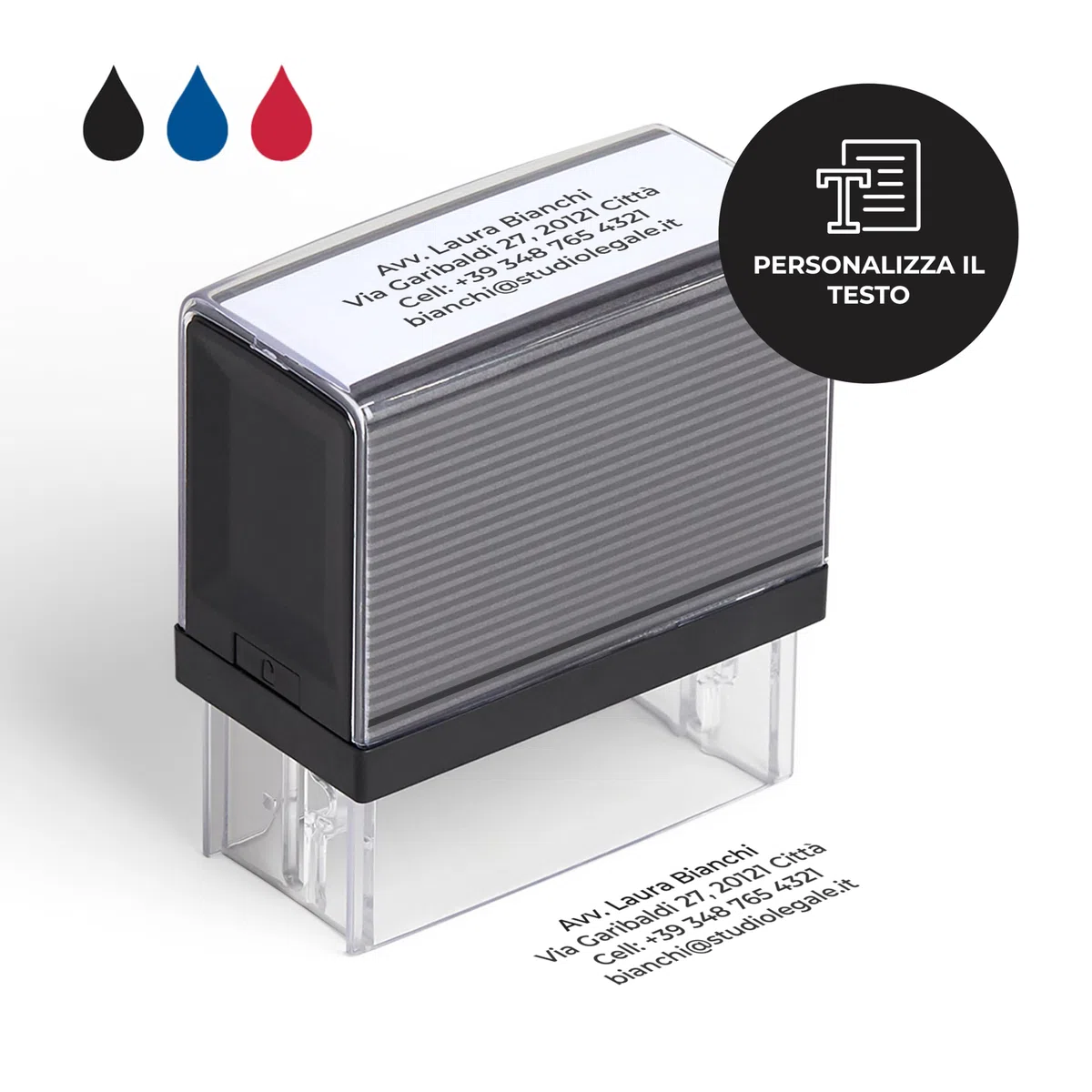 Cimpress Timbro Auto-Inchiostrante Personalizzato con Testo, per Nome, Indirizzo o Azienda, 5,7 x 2,1 cm, Inchiostro Nero, Ideale per Documenti, Fatture e Ufficio