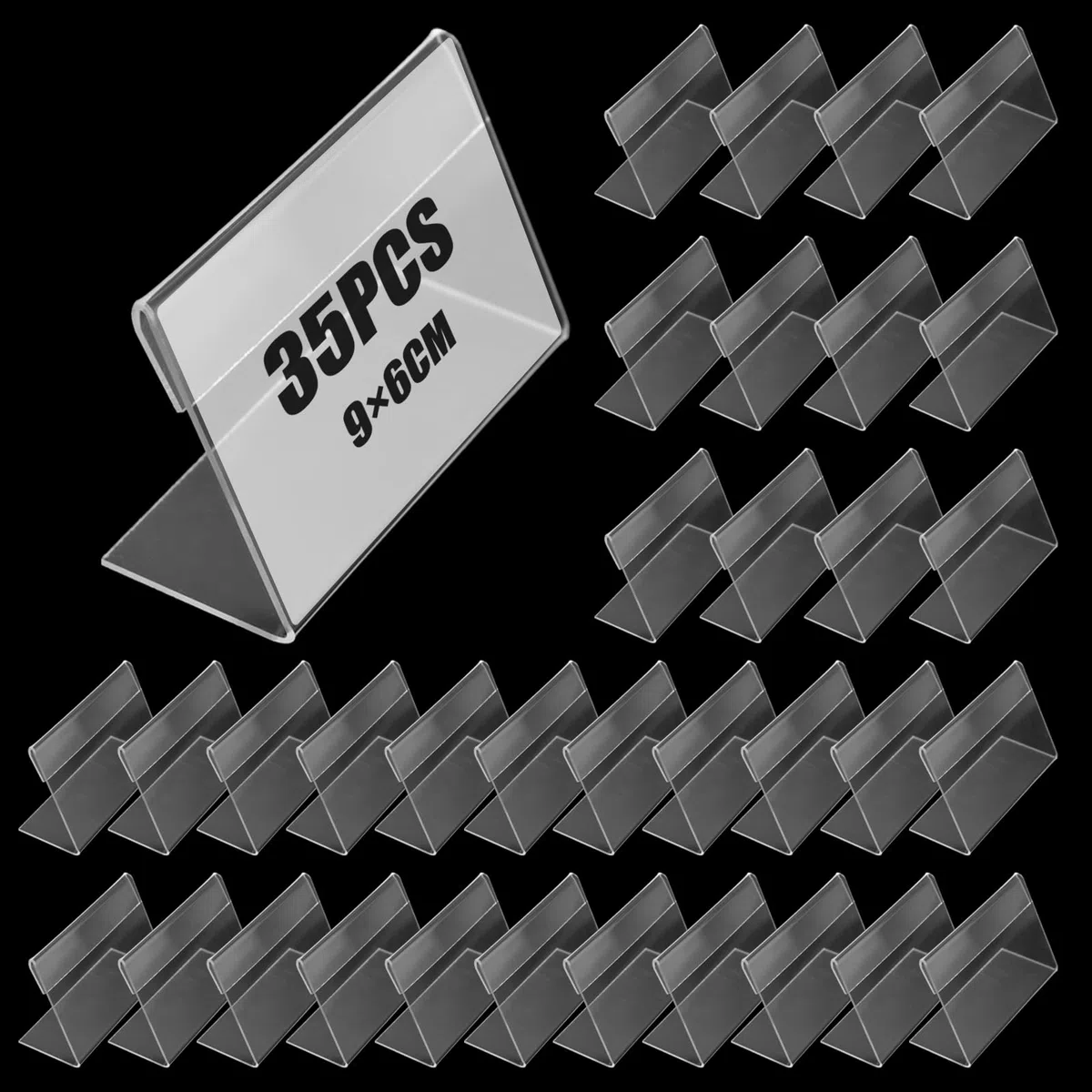 35 Pezzi Mini Porta Etichette in Acrilico Porta Etichetta Prezzo Trasparente Porta Cartelli Acrilico Porta Cartellino Prezzo 9x6 cm Porta Etichette Per Scaffali Negozi Ufficio