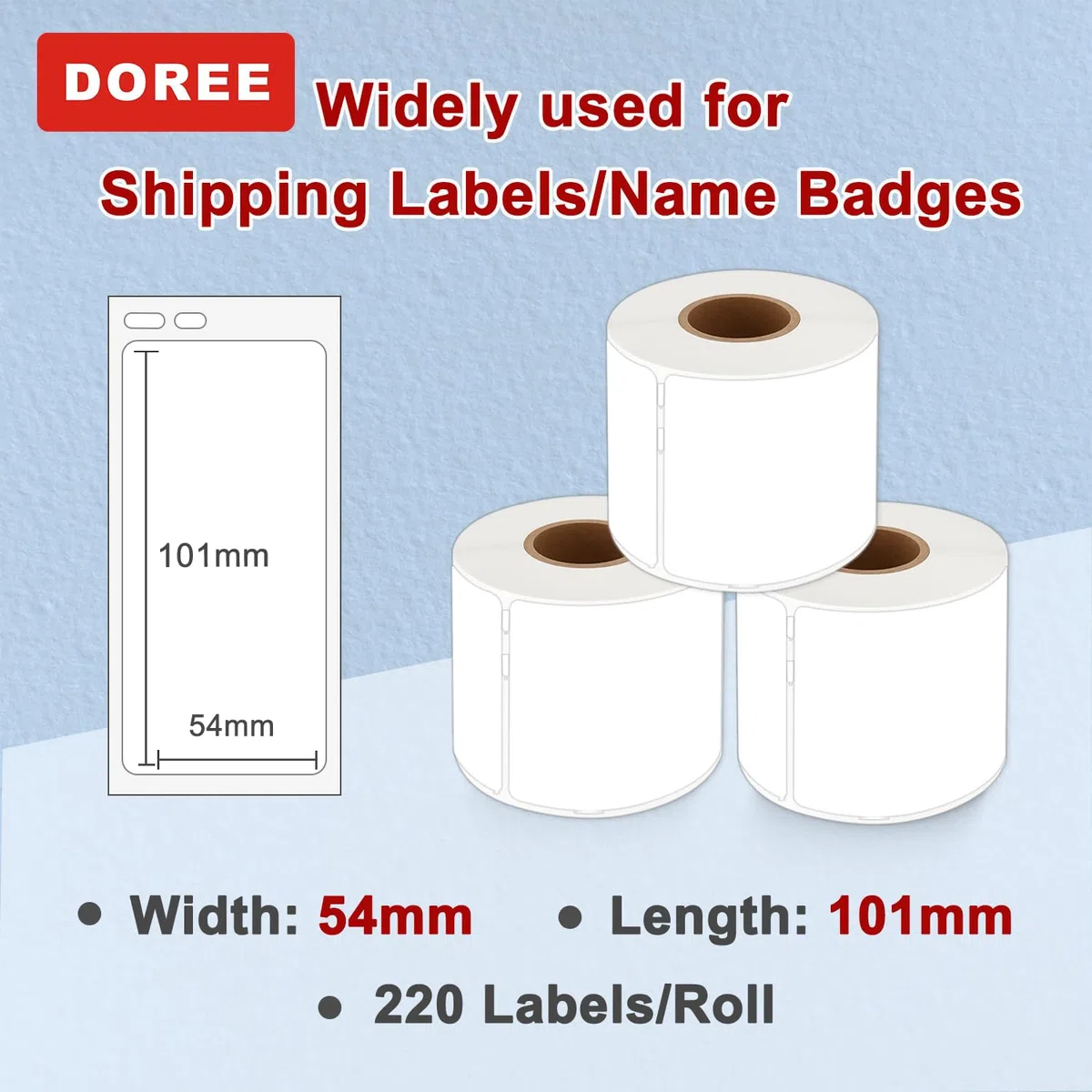 DOREE confezione da 3 etichette indirizzo 99014 S0722430, 54 mm x 101 mm, 220 etichette per rotolo, compatibile con Dymo LabelWriter 4XL 450 400 330 320 310.